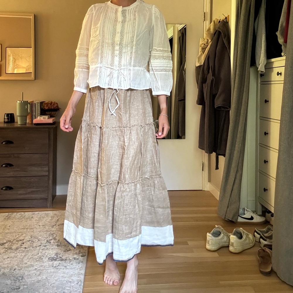 Linen blend skirt